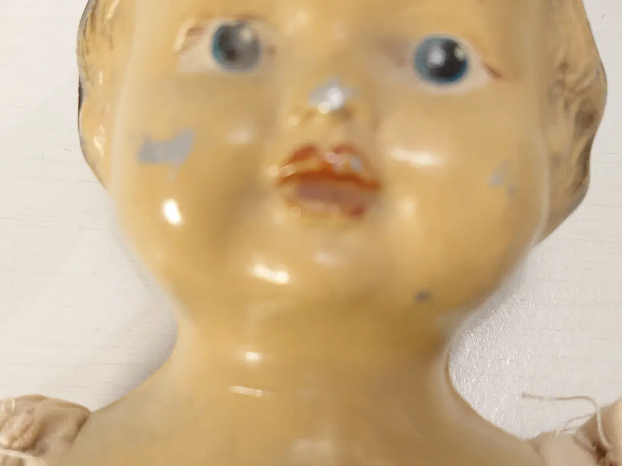 Billede 4 - Sjælden gammel dukke med metalhovede. H 35cm
