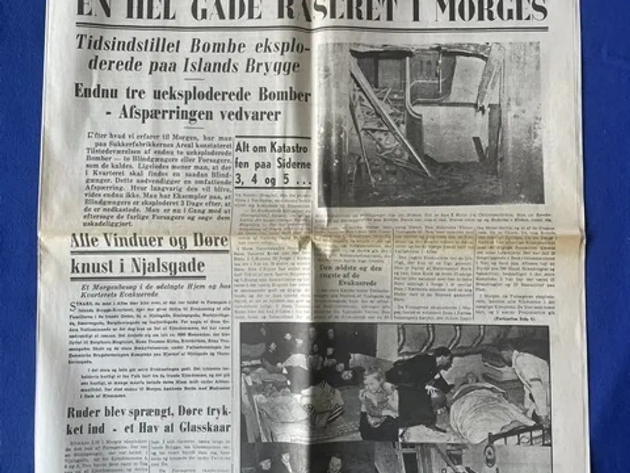 Billede 1 - Avis - Aftenbladet - 28. Januar 1943 - En hel gade raseret i Morges