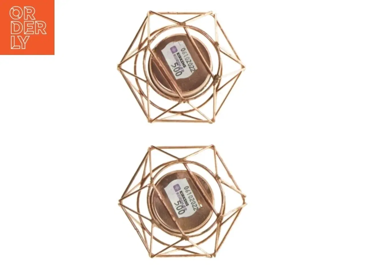 Billede 3 - Geometriske lysestager i kobber (str. 8 x 4 cm)