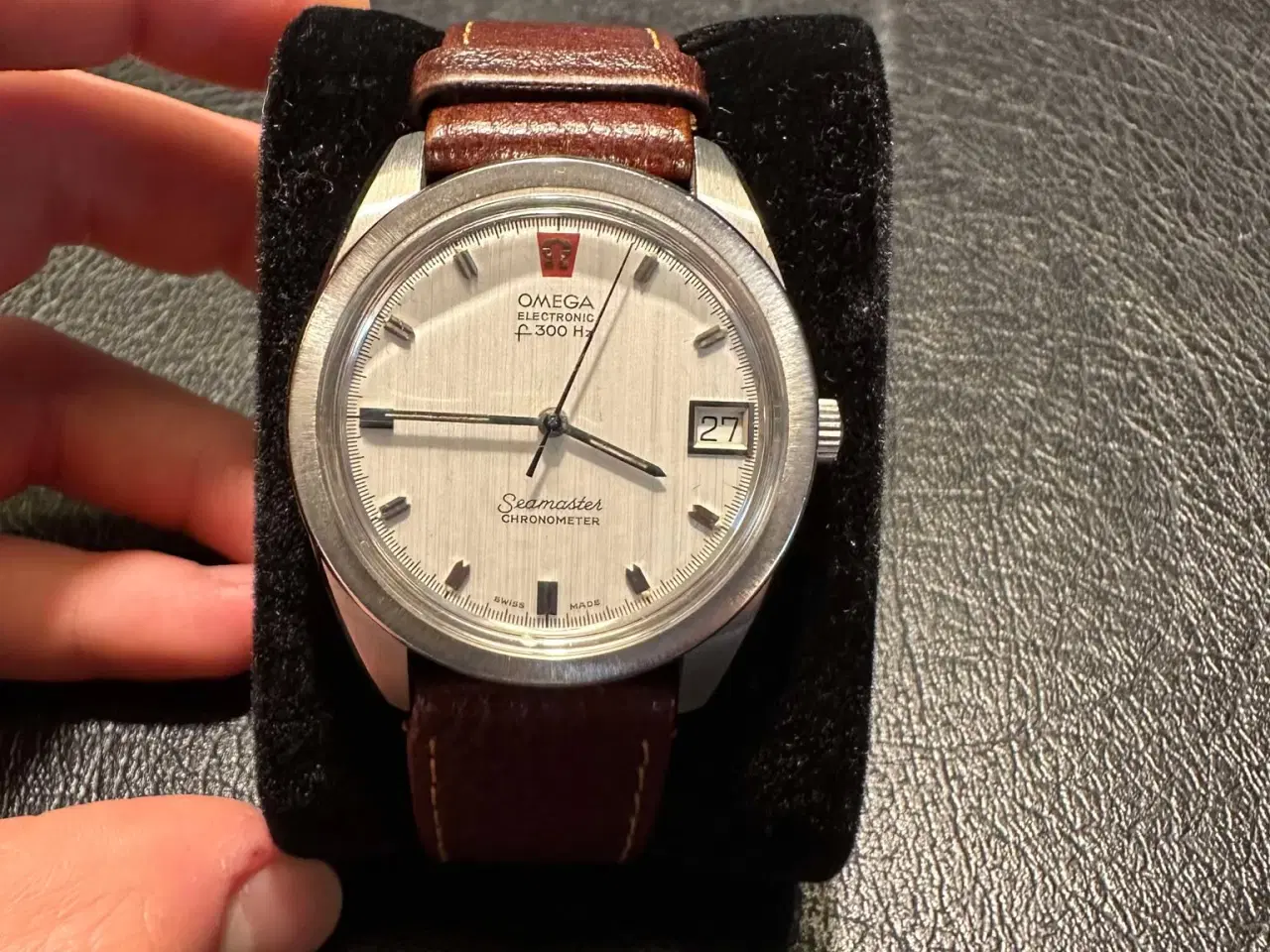 Billede 1 - Omega Armbåndsur Sølvfarvet med Brun Læderrem