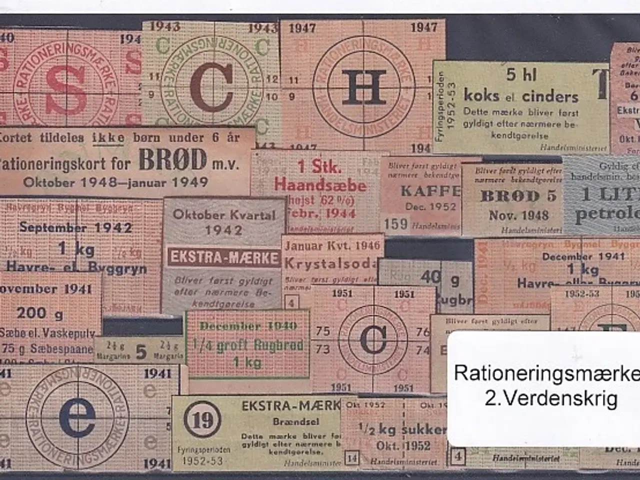 Billede 1 - Rationeringsmærker - 2. Verdenskrig