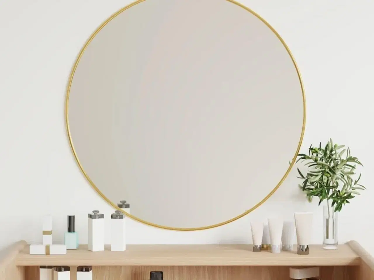 Billede 1 - Vægspejl Ø 60 cm rund guldfarvet