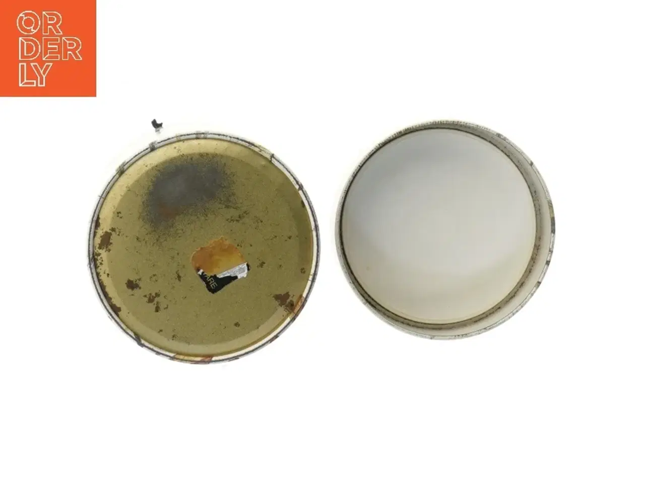 Billede 2 - Vintage metal opbevarings dåse med floralt design (str. Ø 11 cm længde 15,5 cm)