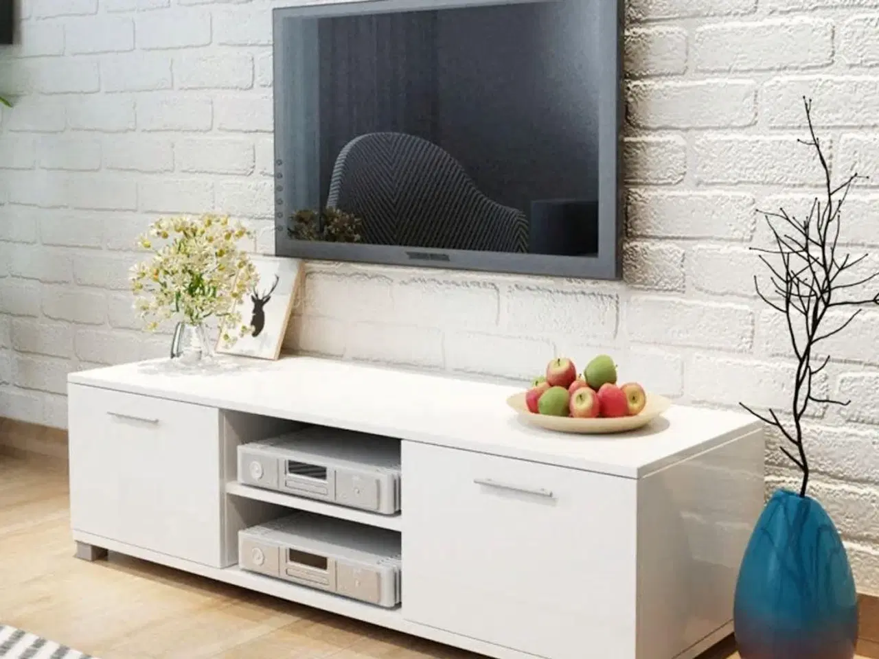Billede 1 - Tv-bord 120x40,5x35 cm hvid højglans