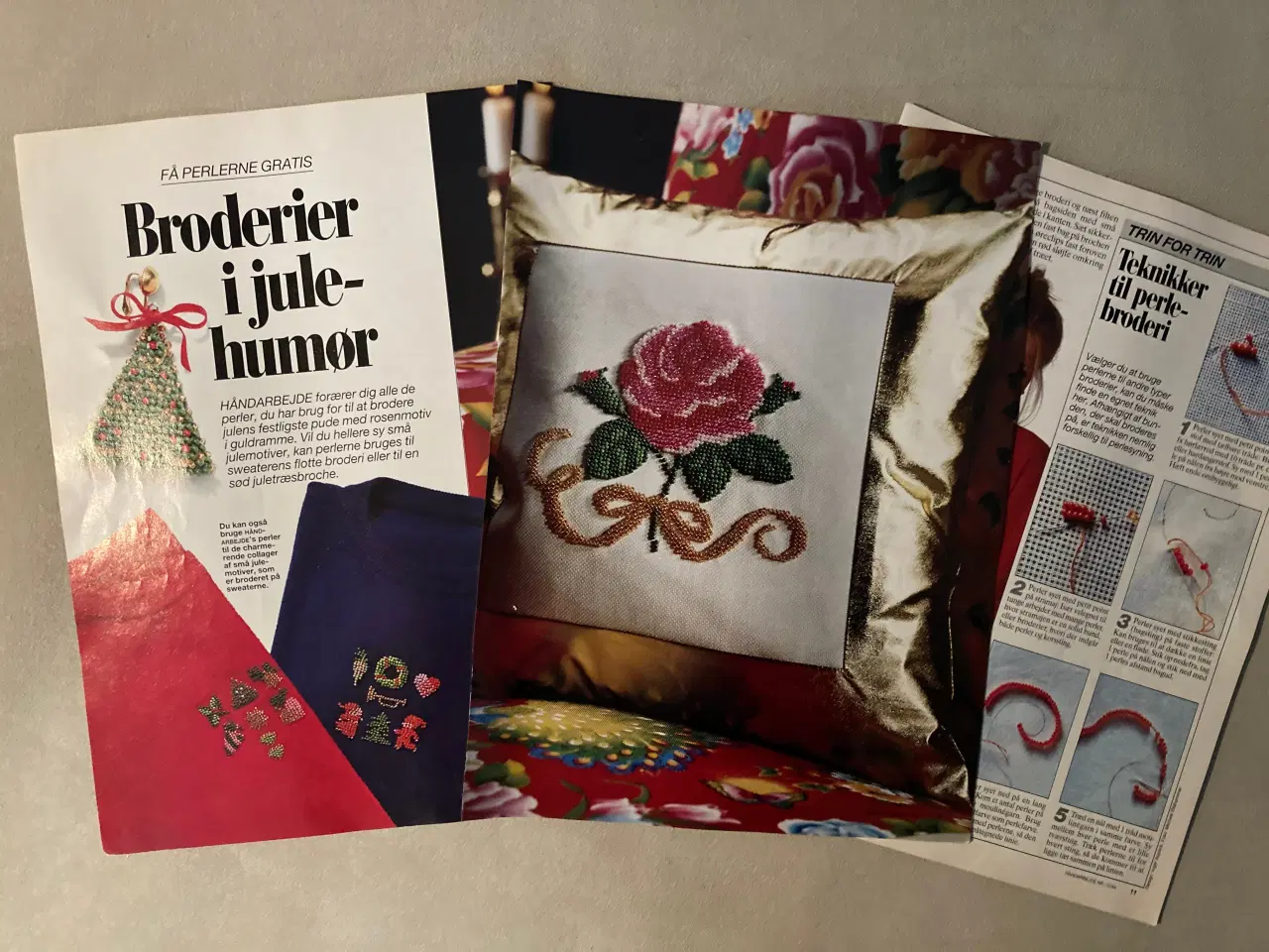 Billede 1 - Perlebroderimønster: Julemotiver og rose