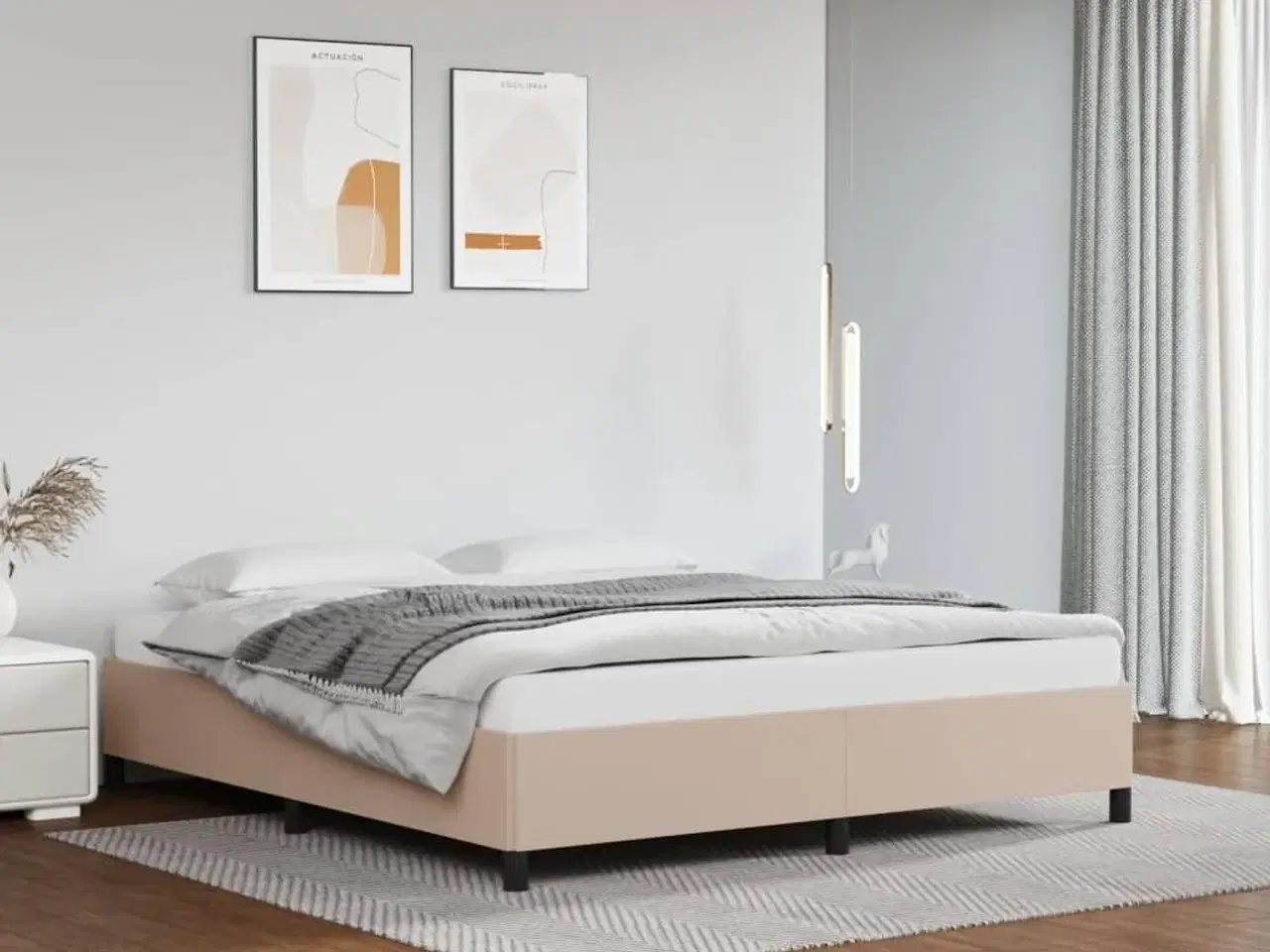 Billede 1 - Sengeramme 180x200 cm kunstlæder cappuccinofarvet