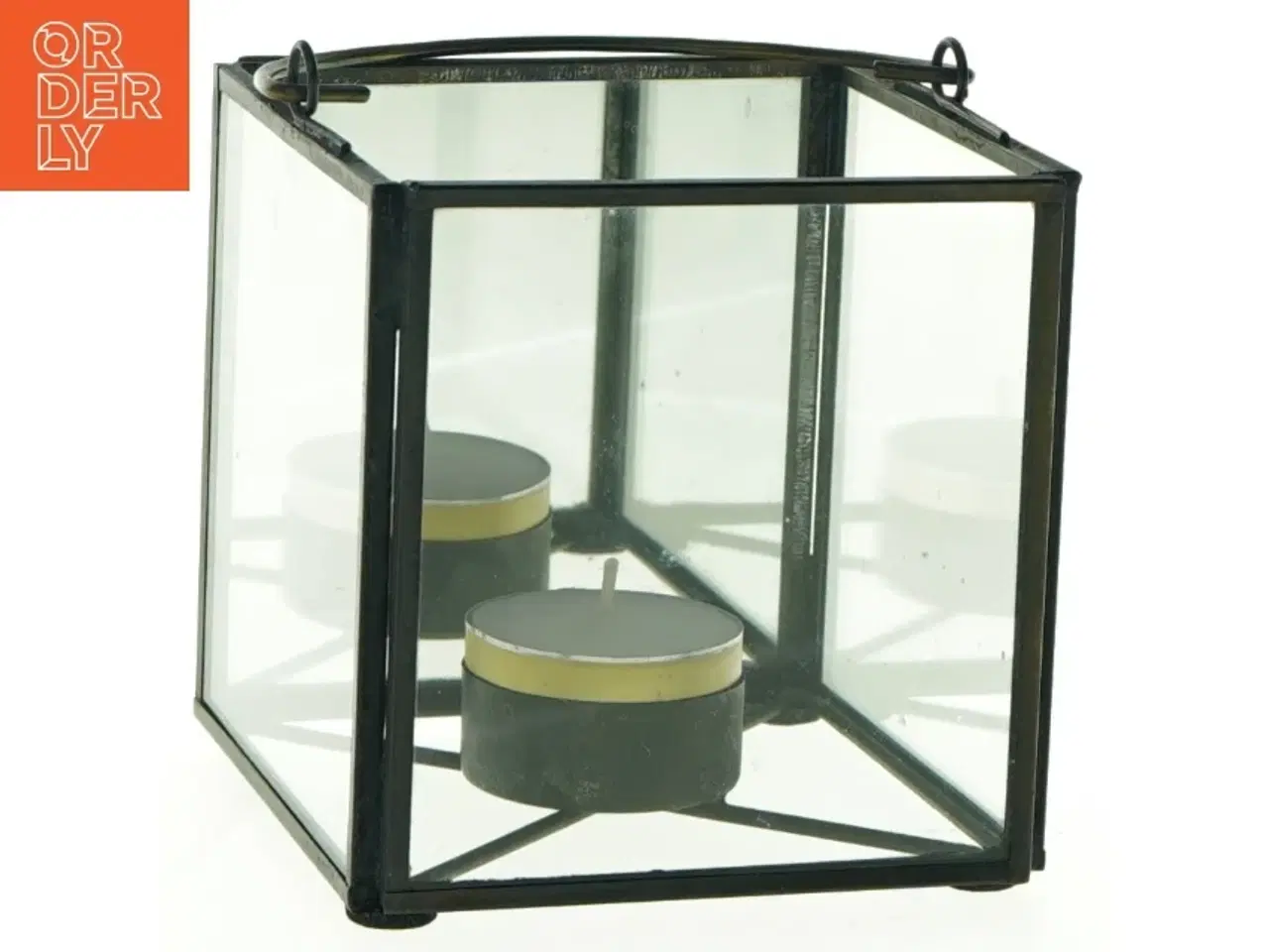 Billede 1 - Glas og metal lysestage (str. 10 x 10 cm)