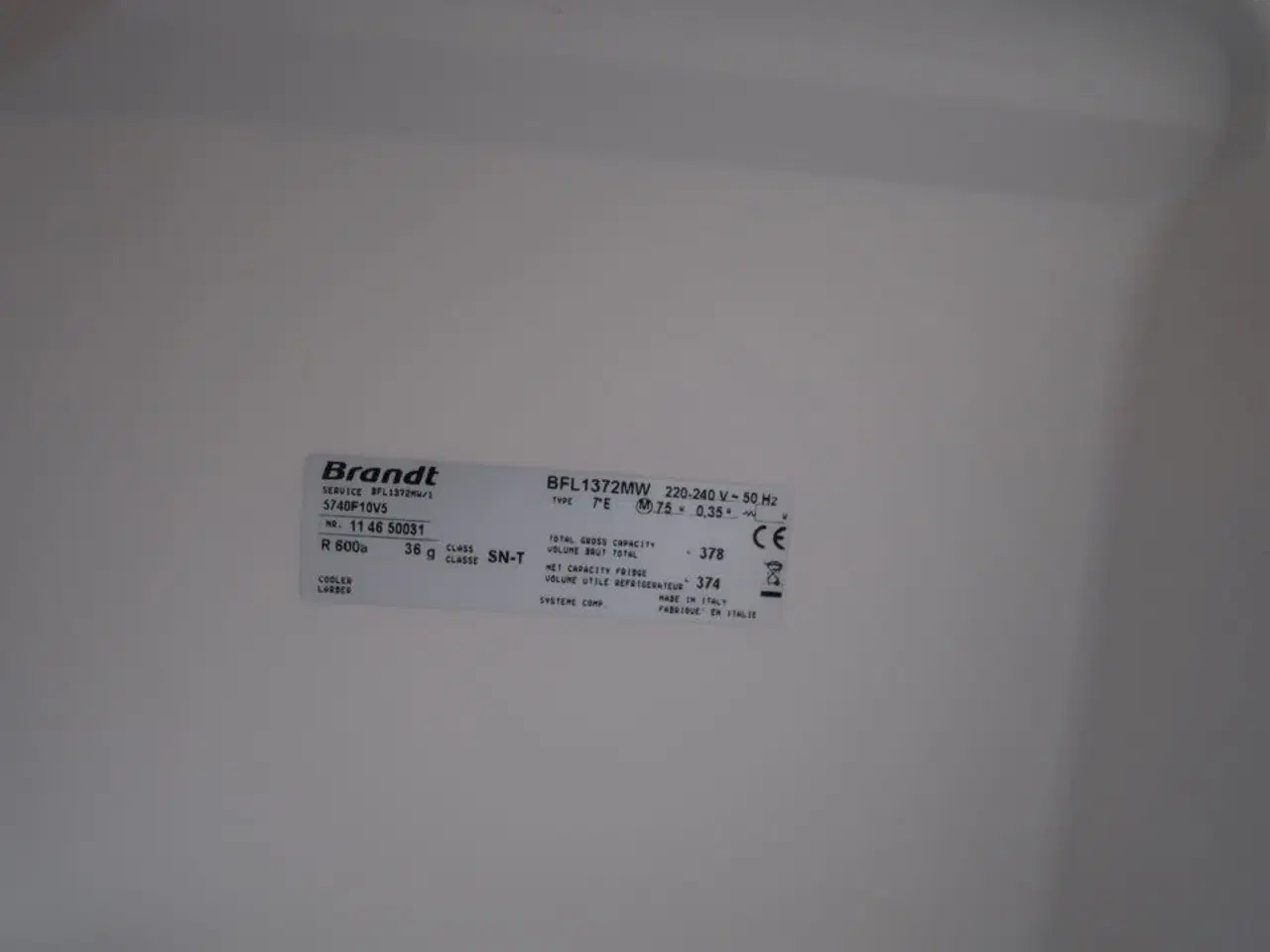 Billede 3 - Køleskab BRANDT BFL1372MW