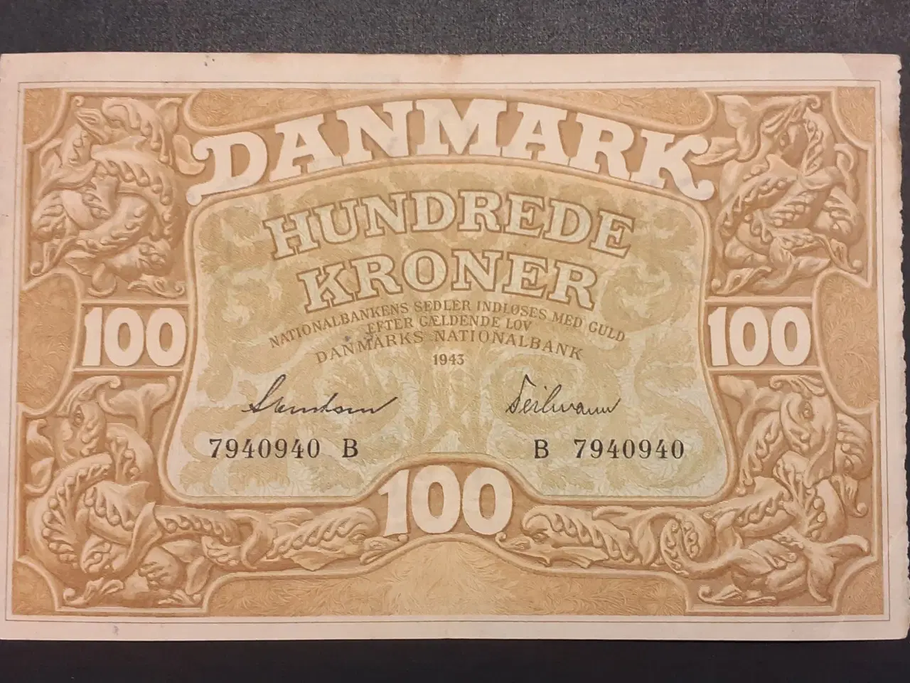 Billede 1 - Dk. 100 kr seddel 1943 B i super kvalitet