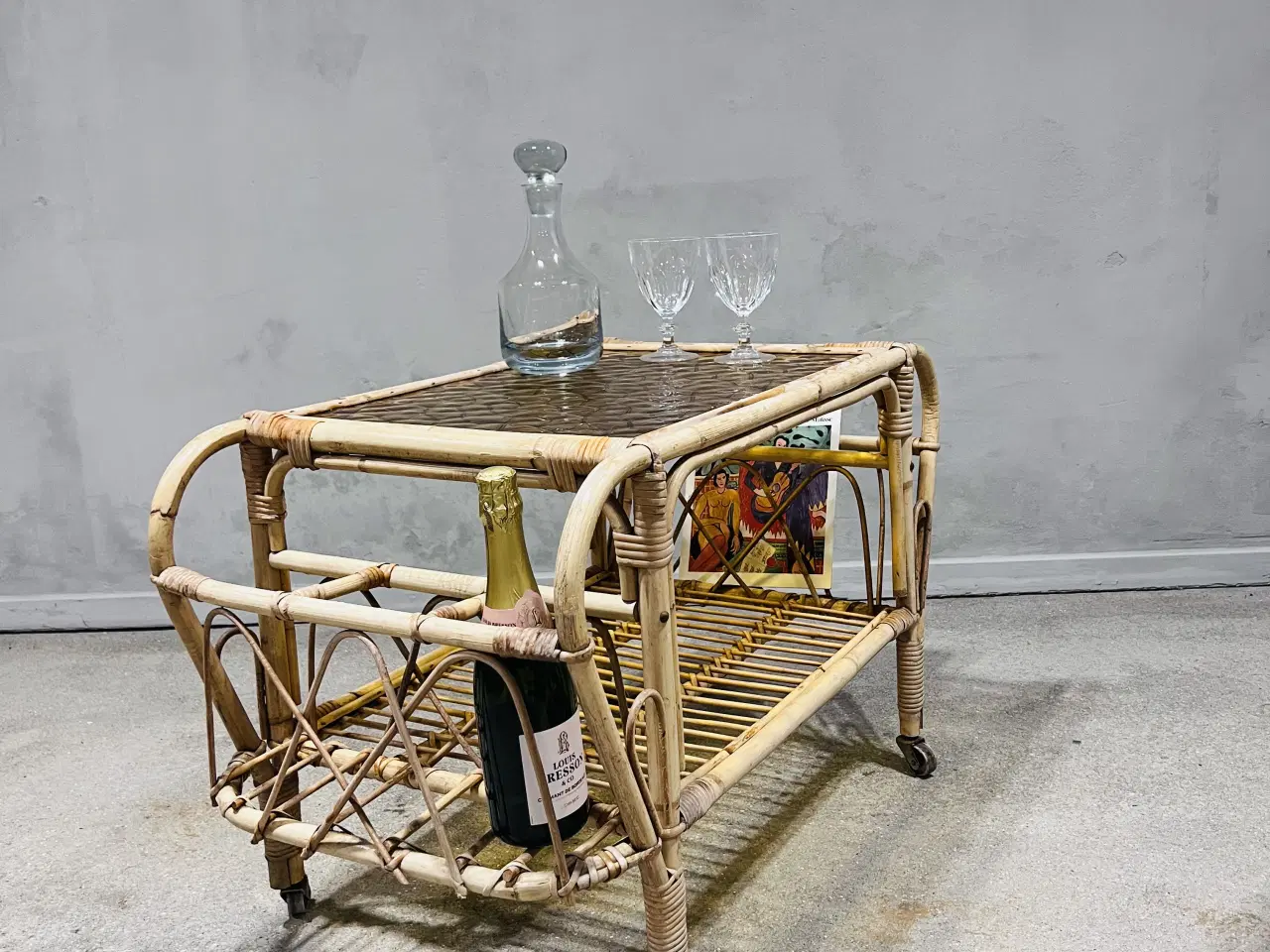Billede 2 - Rullebord, bambus, barvogn, 1960’ 70’
