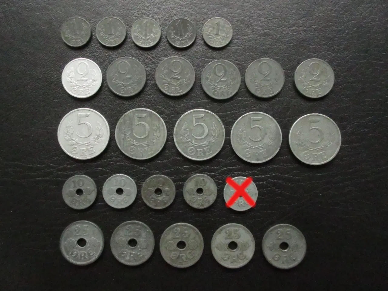 Billede 2 - 1-2-5-10-25 ører zink komplette sæt 1941-1947