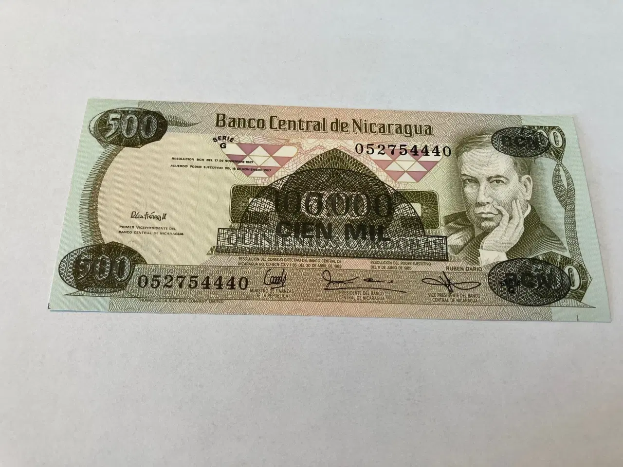 Billede 1 - 100000 Cordobas on 500 Cordobas Nicaragua 1985