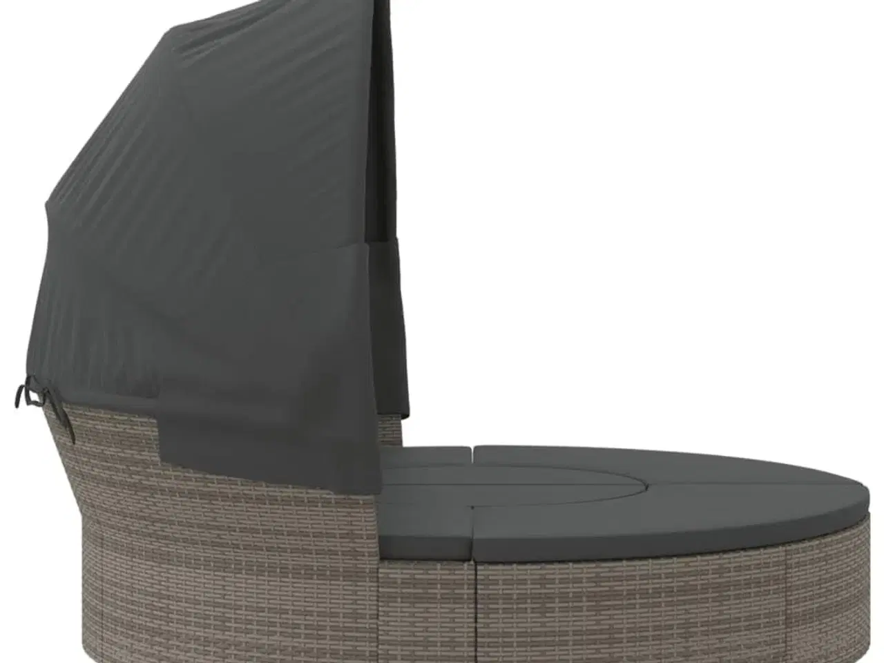 Billede 4 - Udendørs loungeseng med tag og hynder polyrattan grå