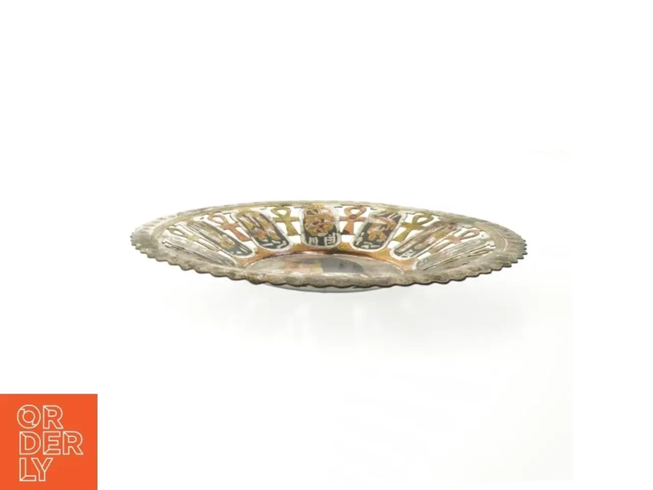 Billede 2 - Dekorativt metal fad med egyptisk motiv (str. Ø 19 cm)