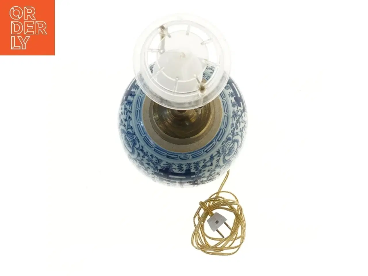 Billede 2 - Blå bordlampe med porcelænsbase (str. 54x20 cm)