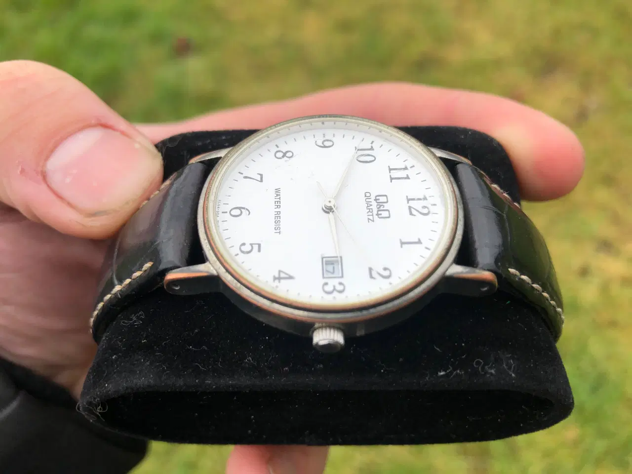 Billede 2 - Q&Q Quartz unisexur 35mm ur m. læder krokodilerem