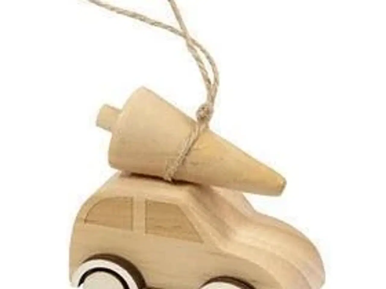 Billede 1 - Charmerende træbil med juletræ - 6 cm