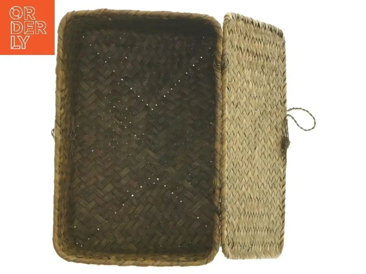 Billede 5 - Flettet opbevaringskurv med låg (str. 11x17x13 cm)