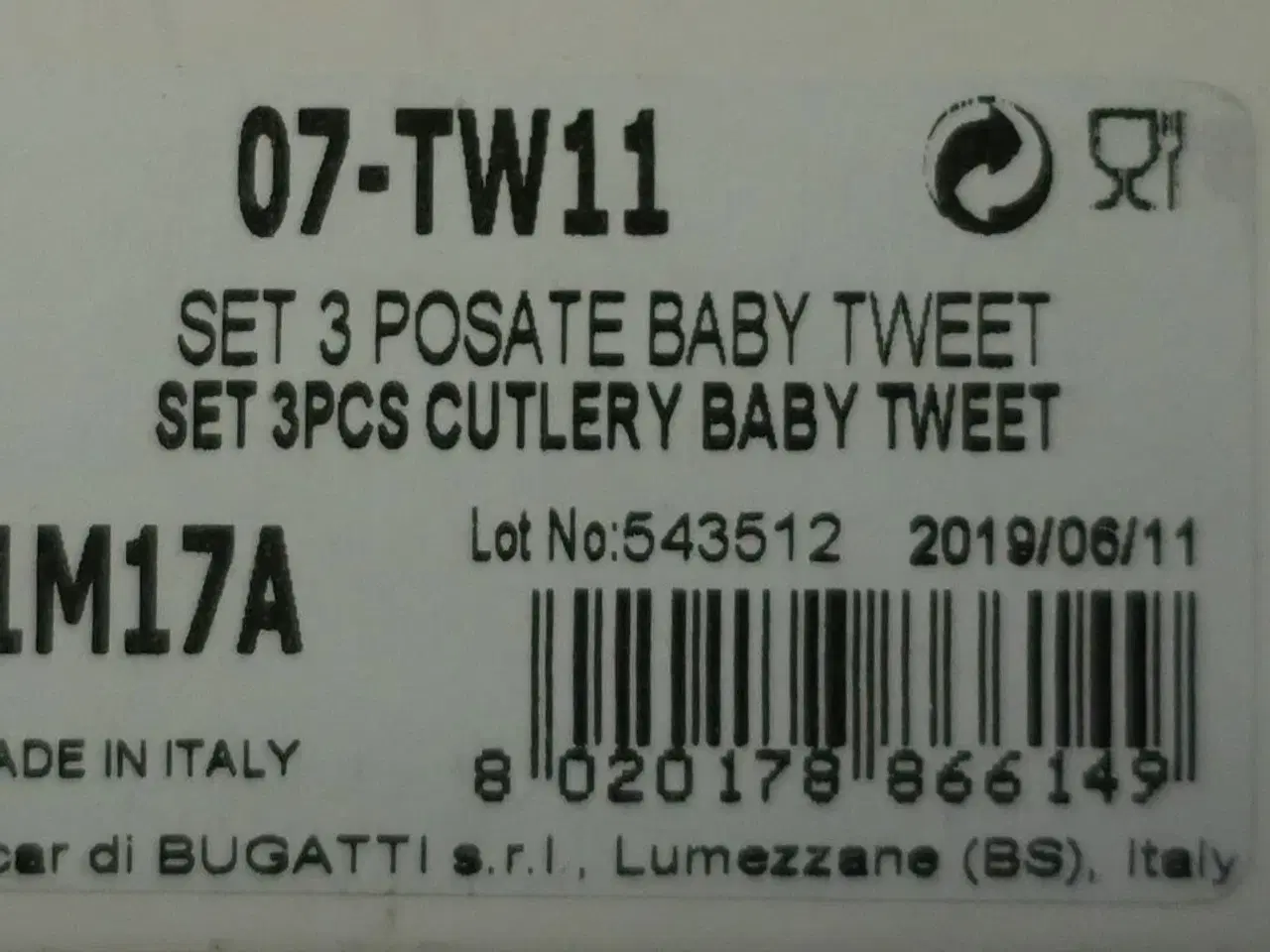 Billede 2 - Bestiksæt børnesæt 3 dele BUGATTI BABY TWEET