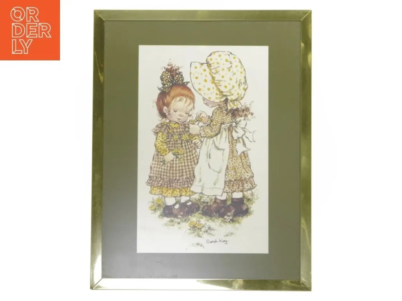 Billede 1 - Indrammet Vintage Sarah Kay Tegning (str. 32,5x25,5 cm)