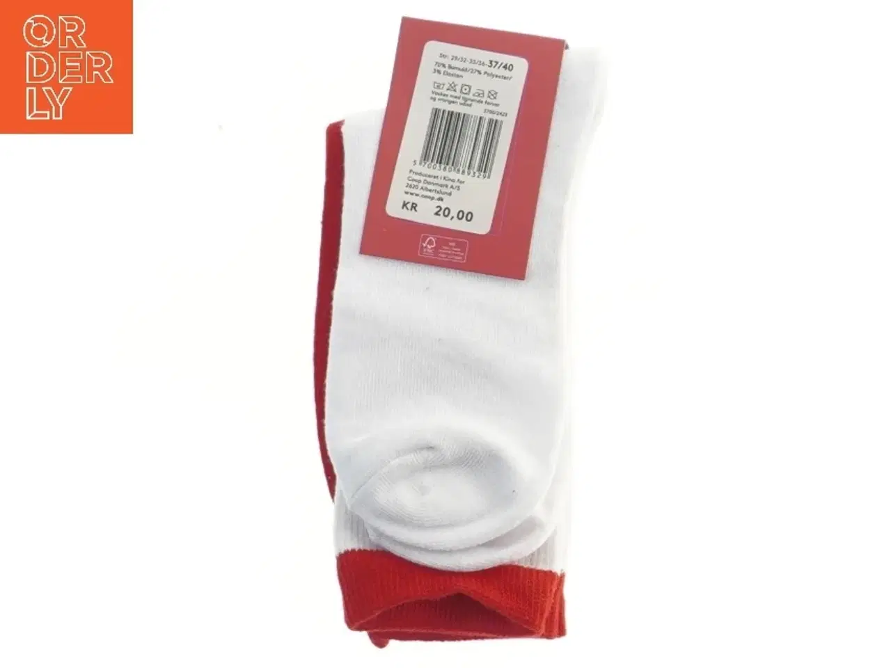 Billede 2 - Røde og hvide sokker til børn (str. 37/40 cm)