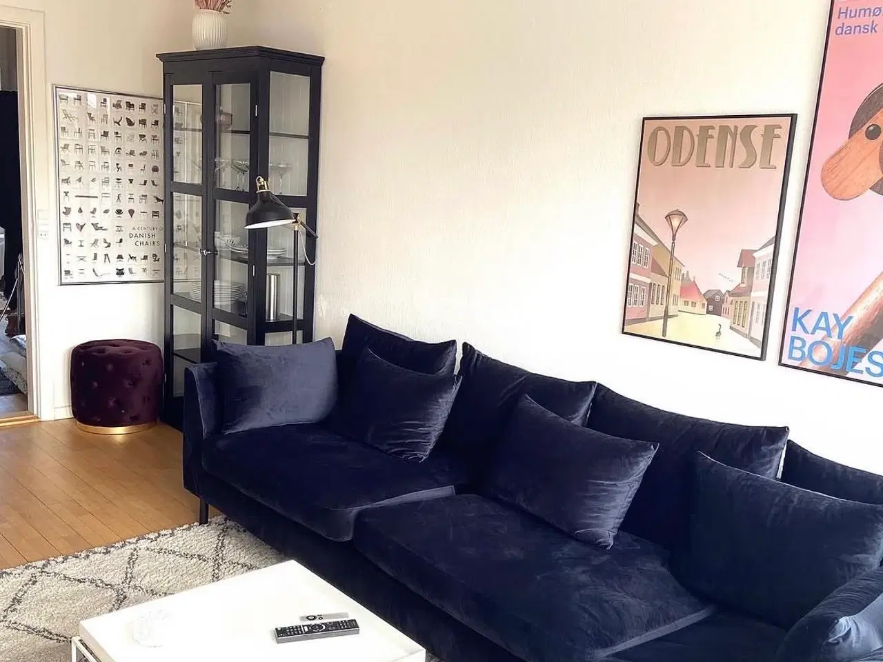 Billede 1 - Blå velour sofa 