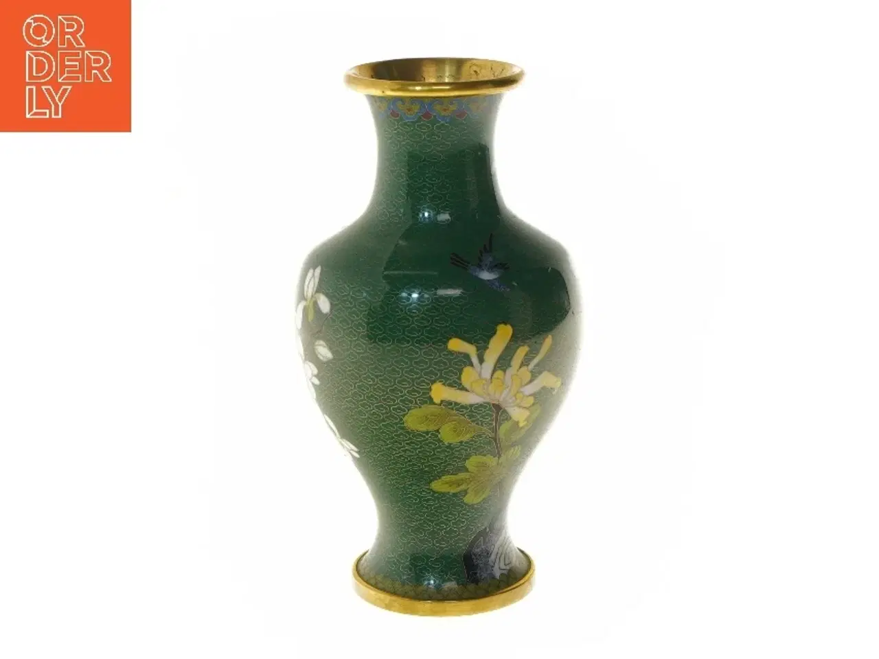Billede 2 - Grøn cloisonné vase (str. 24 cm)