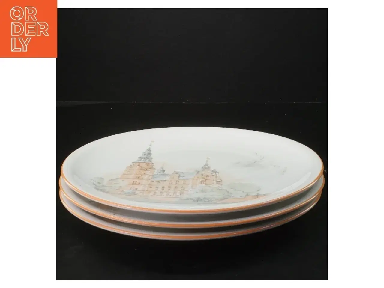 Billede 1 - Porcelæns tallerkener fra Mads Stage med Rosenborg slot motiv fra Rosenborg (str. 3 stk Ø 25,5 cm)