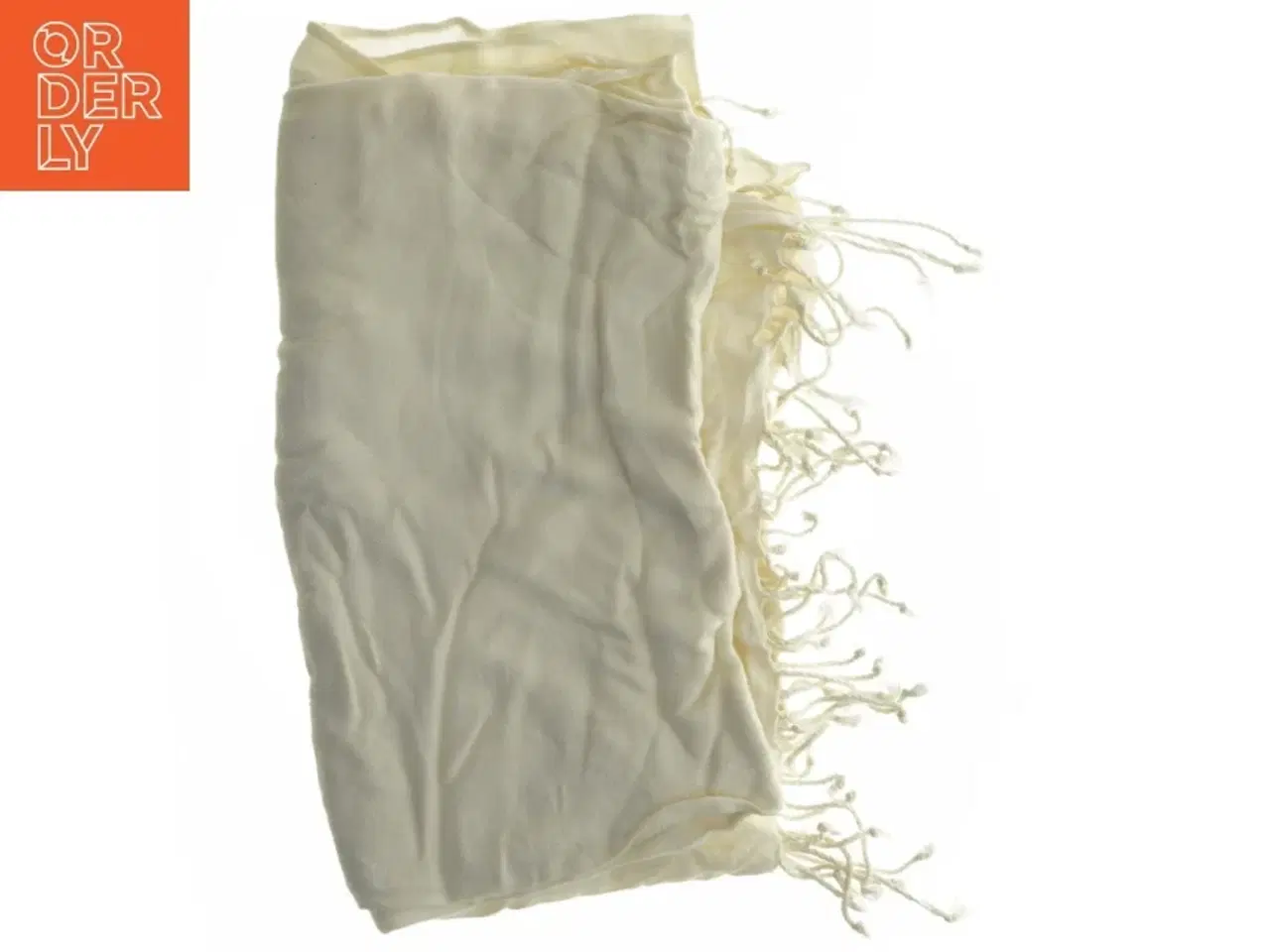 Billede 3 - Beige tørklæde med frynser (str. 70x160 cm)