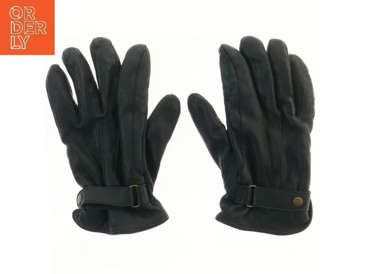 Billede 1 - Sorte herrelæderhandsker med spænde (str. 28 cm)