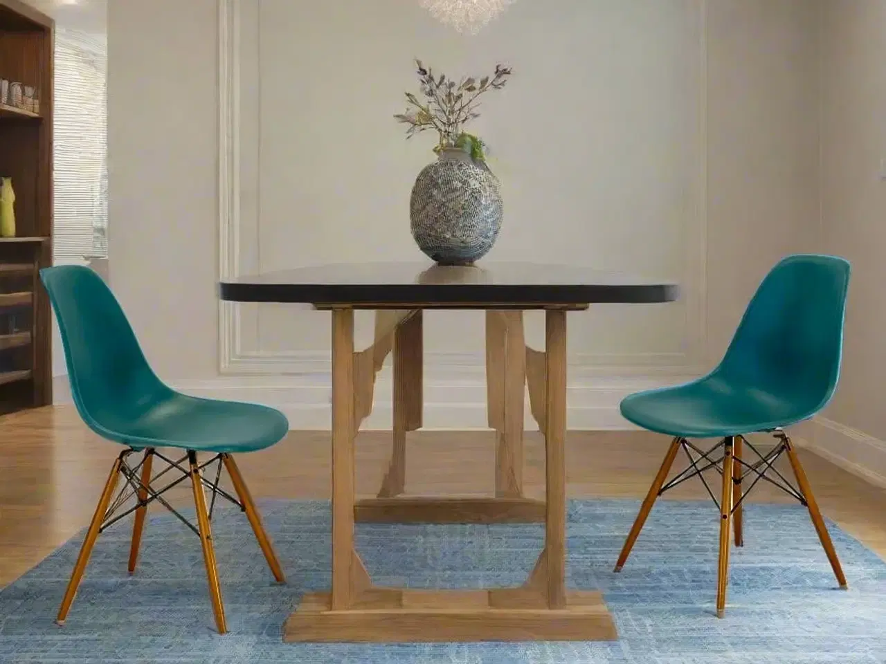 Billede 2 - Vitra DSW Stol – Blå med Træ Stel