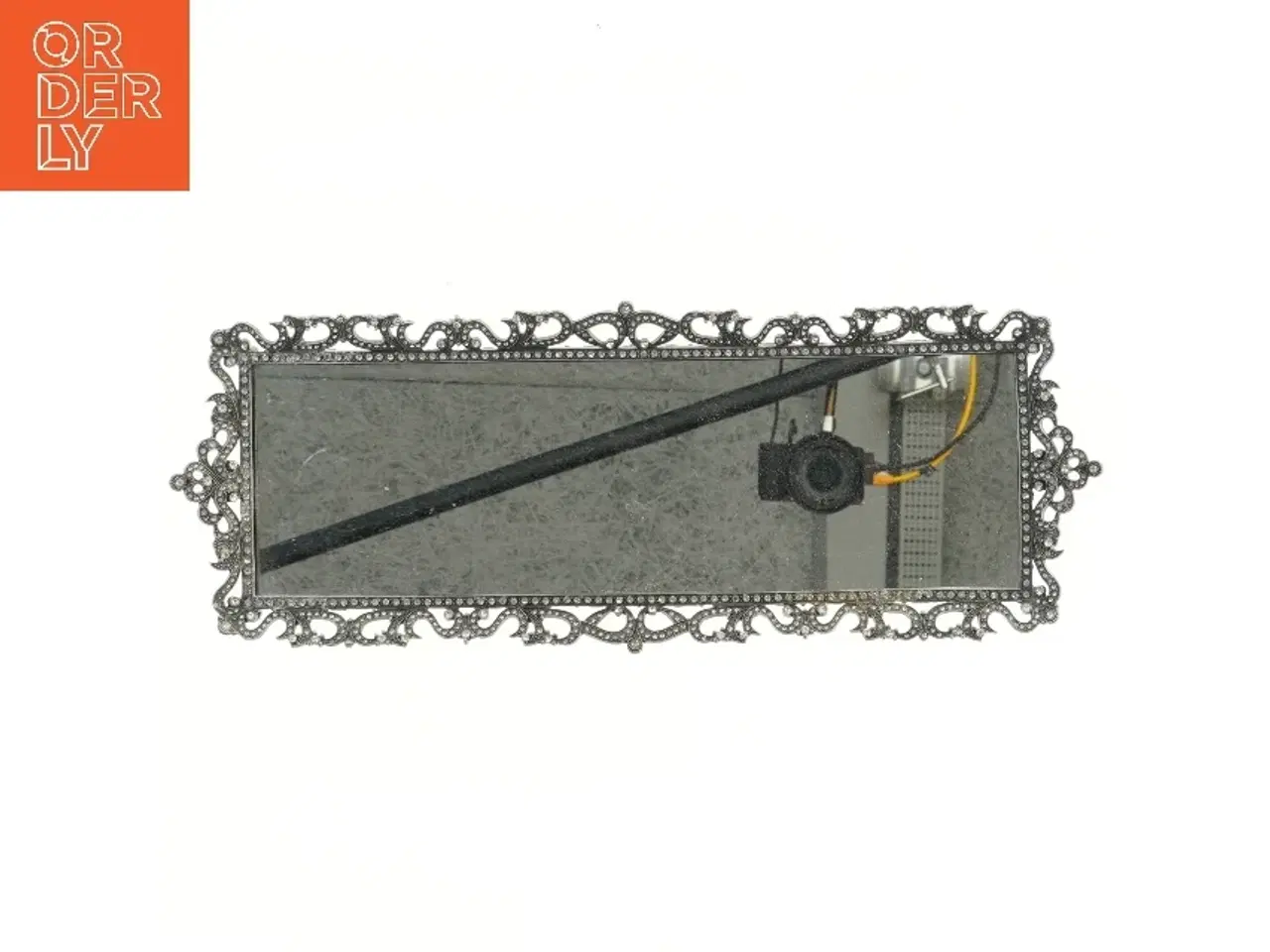 Billede 1 - Dekorativt spejl på bakke (str. 45x19 cm)