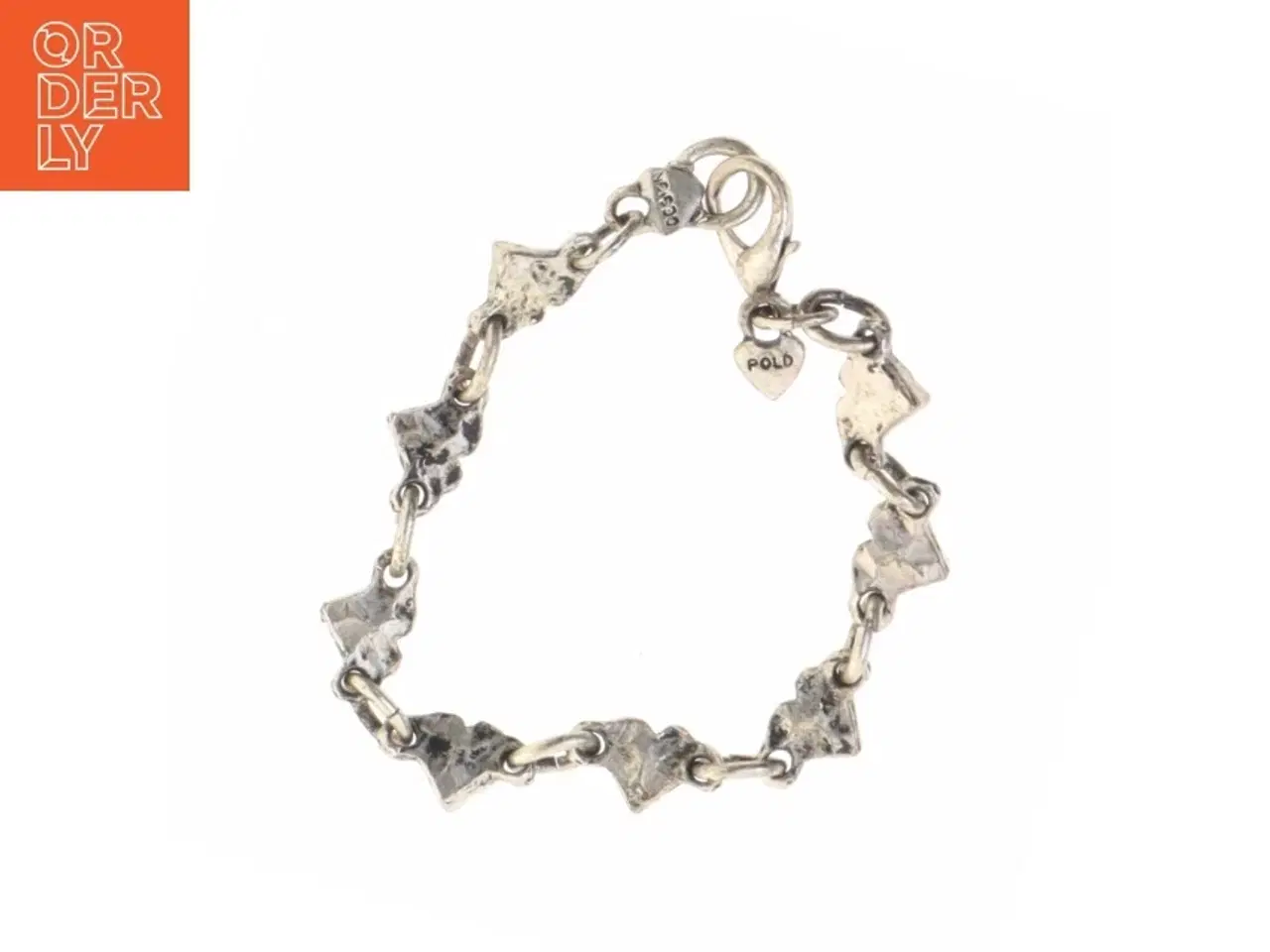 Billede 2 - Hjerteformet sølvfarvet armbånd med rhinsten (str. Kede 21 komma 5 cm)