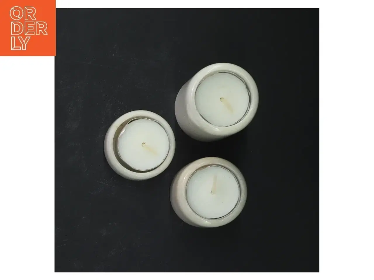 Billede 2 - Sæt med tre hvide lysestager i marmor (str. 7,5, 5 og 2,5 cm)