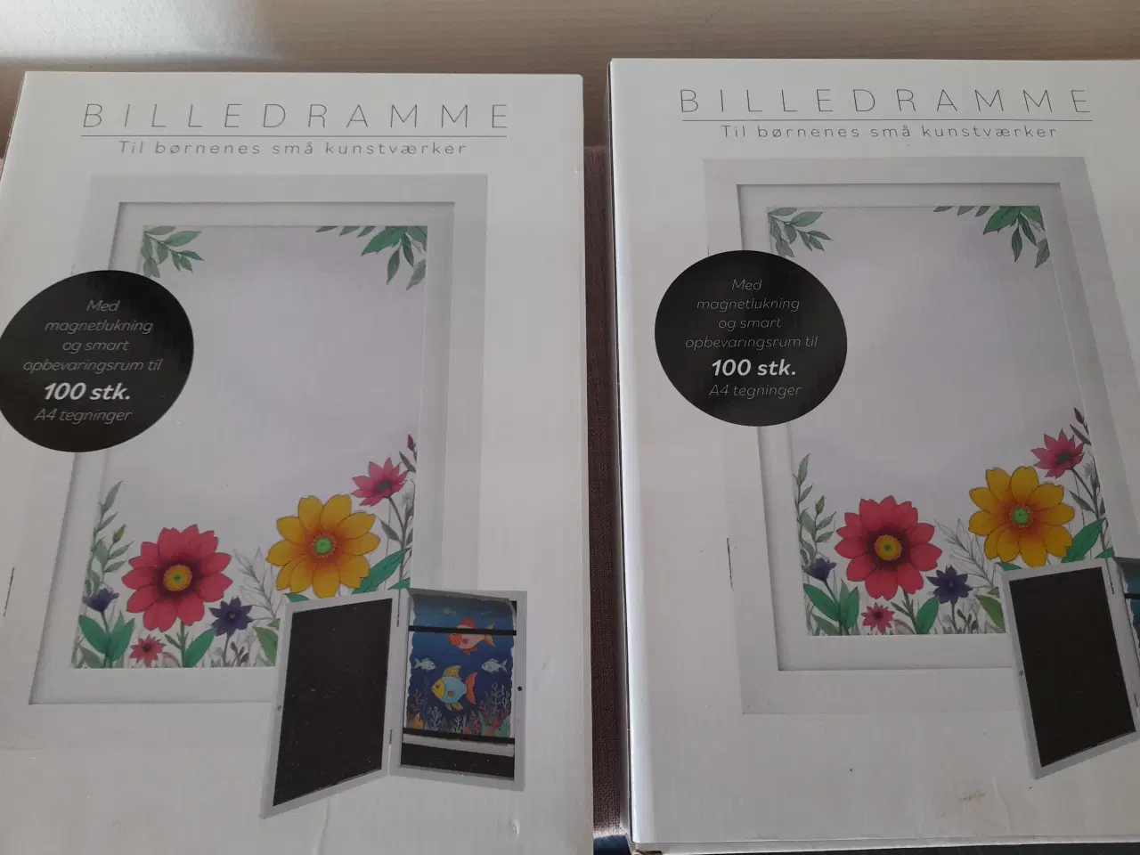 Billede 1 - Ubrugte rammer til 100 børnetegninger ( 2 stk).