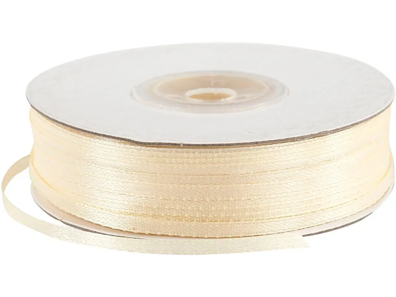 Billede 1 - Råhvid Satinbånd 3 mm - 100 m Rulle til Dekoration