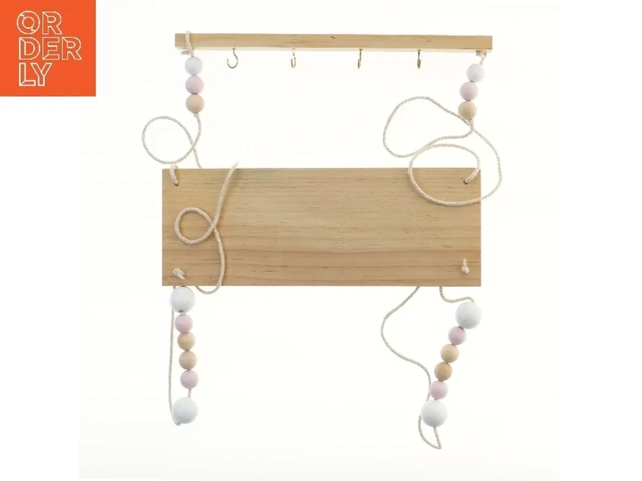 Billede 1 - Træophæng med kroge og perler (str. 40x15 cm)