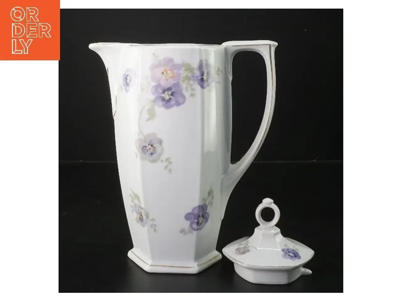 Billede 2 - Porcelæns kaffekande med blomster (str. 20,5 cm)