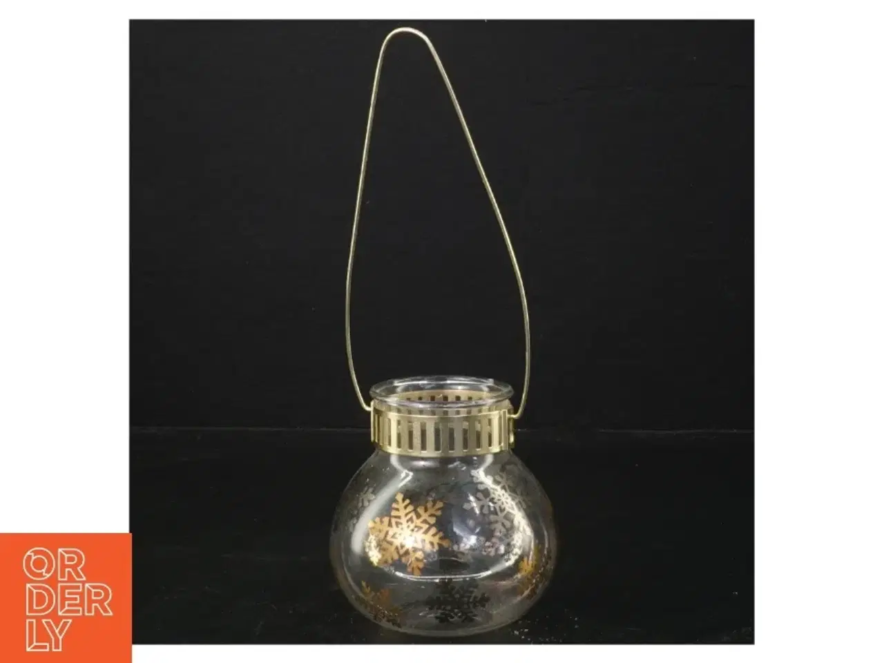 Billede 1 - Glaslanterne med snefnugdesign (str. 9 cm)