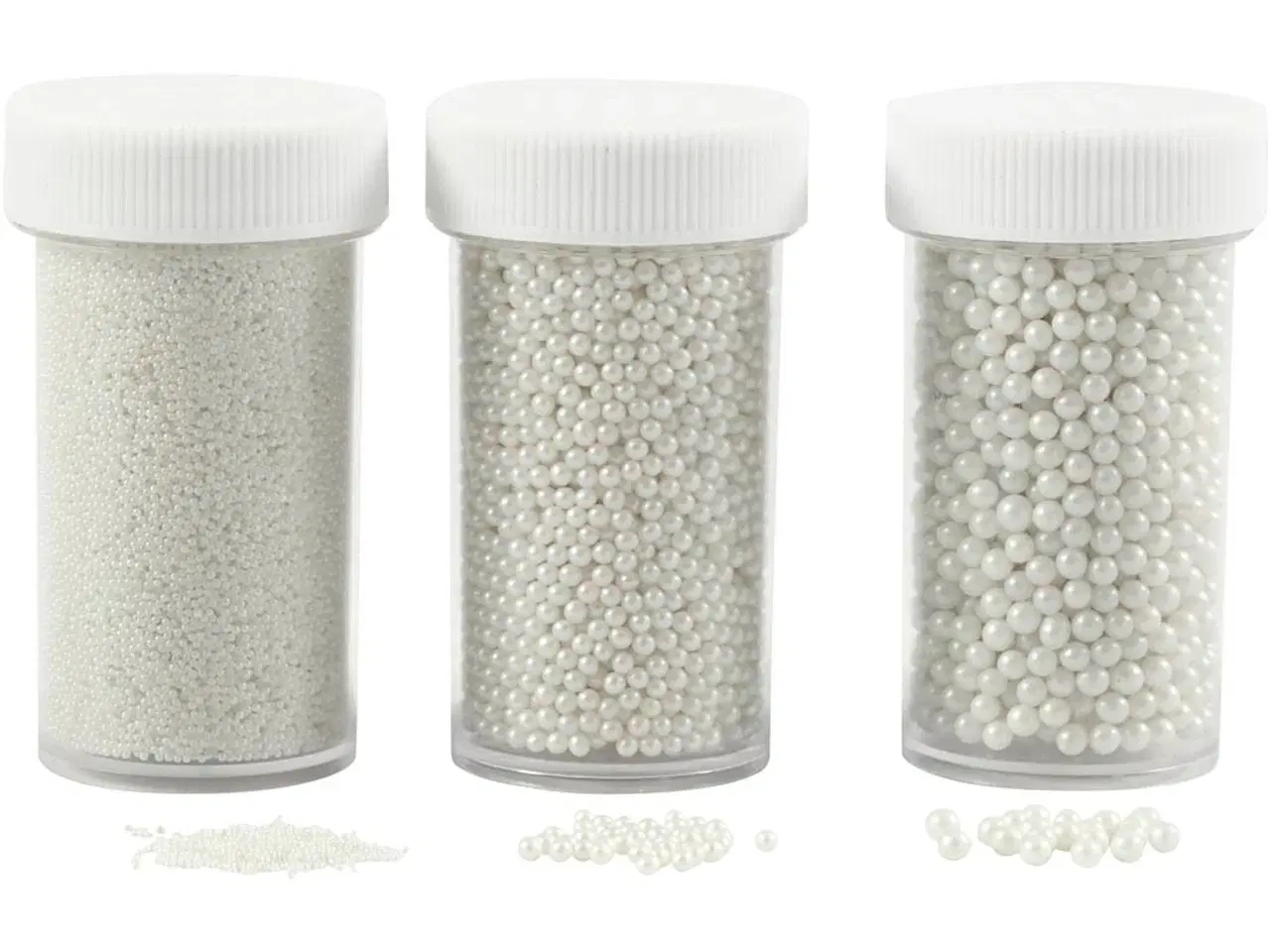Billede 1 - Mini Glaskugler, str. 0,6-0,8+1,5-2+3 mm, perlemor, 3x45g/ 1 pk.