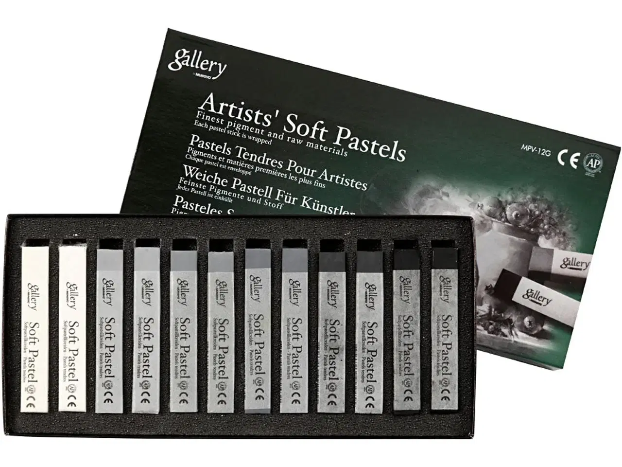 Billede 1 - Gallery Tørpastel, L: 6,5 cm, tykkelse 10 mm, sort/hvid harmoni, 12stk./ 1 pk.