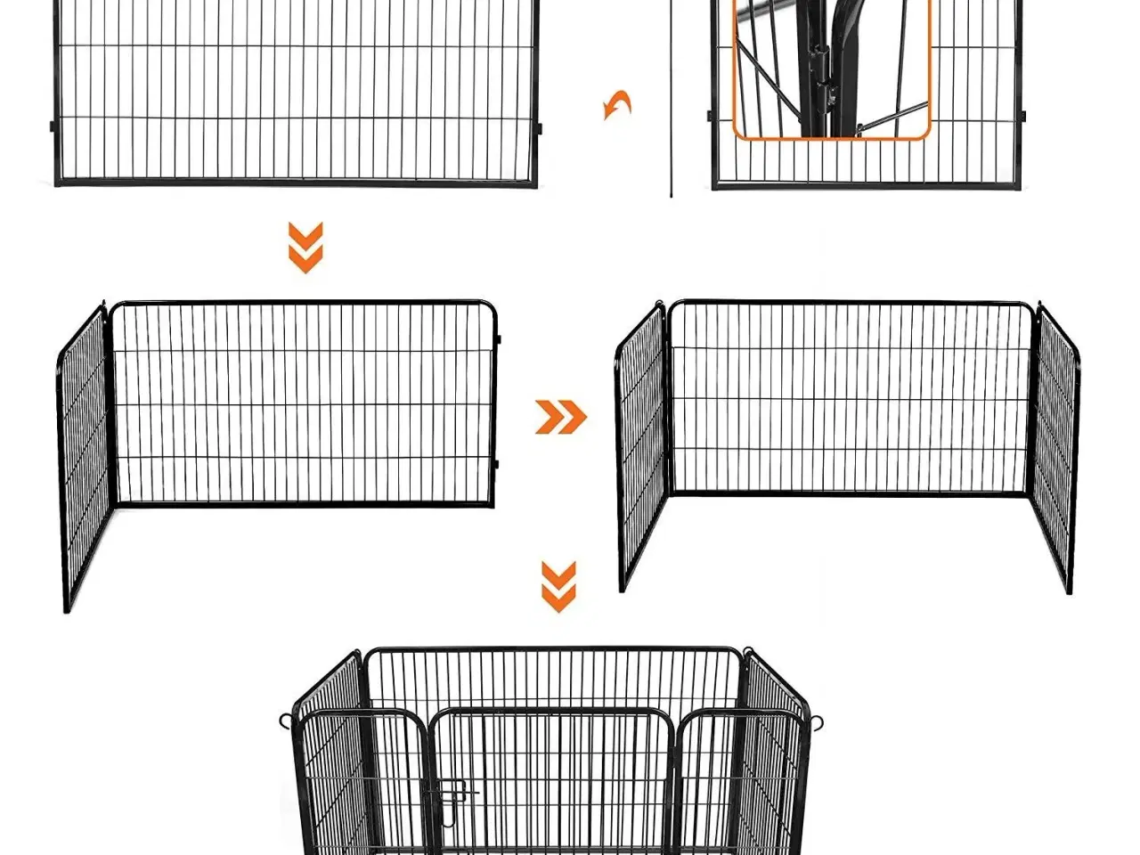 Billede 5 - Hvalpe løbegård i metal – sort, 122 × 80 × 70 cm (PPK04BK)