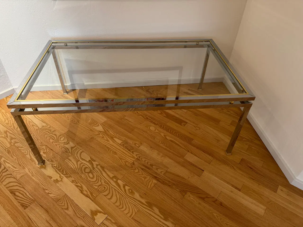 Billede 2 - Glas sofabord med krom og messing 