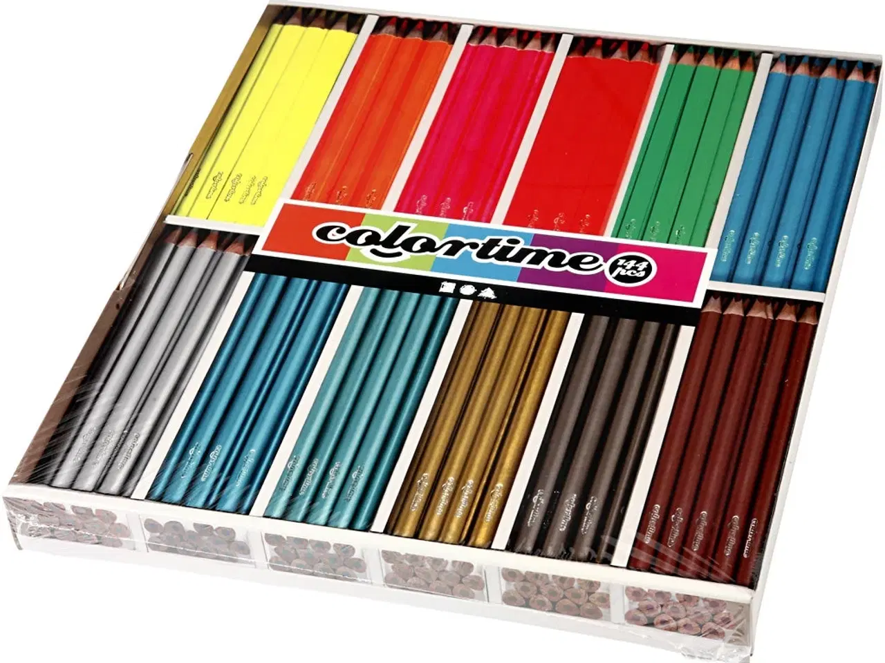 Billede 1 - Colortime Farveblyanter, L: 17,45 cm, mine 3 mm, metallicfarver, neonfarver, 144stk./ 1 pk.