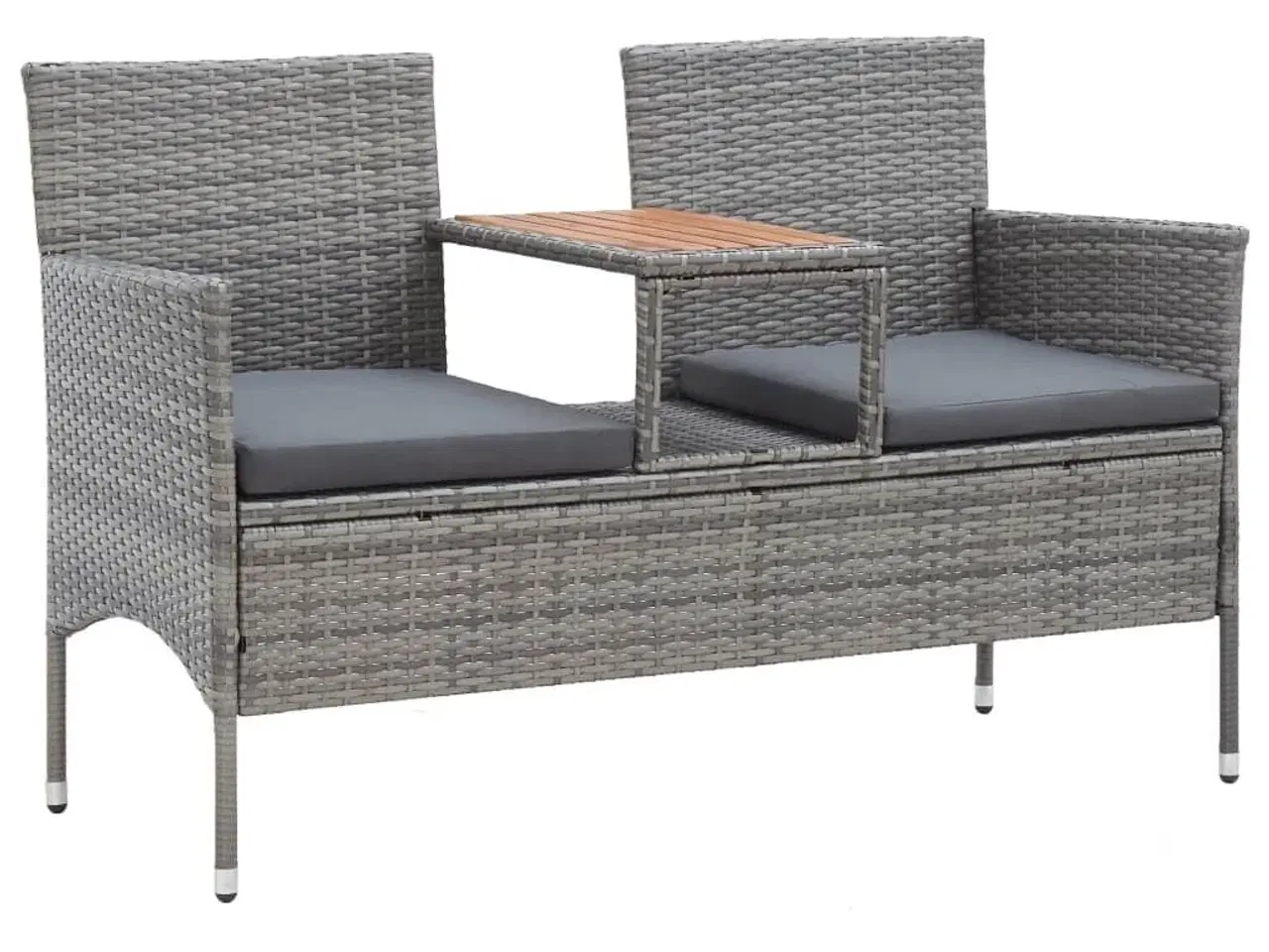 Billede 1 - 2-personers havebænk med tebord 143 cm polyrattan grå
