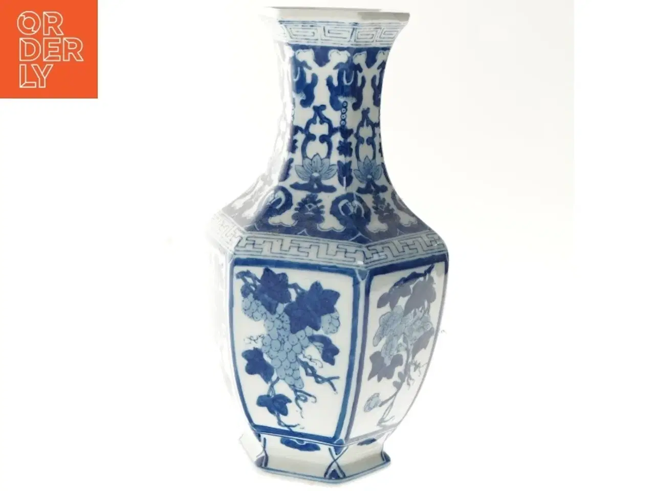 Billede 4 - Blå og hvid porcelænsvase (str. 35 cm)