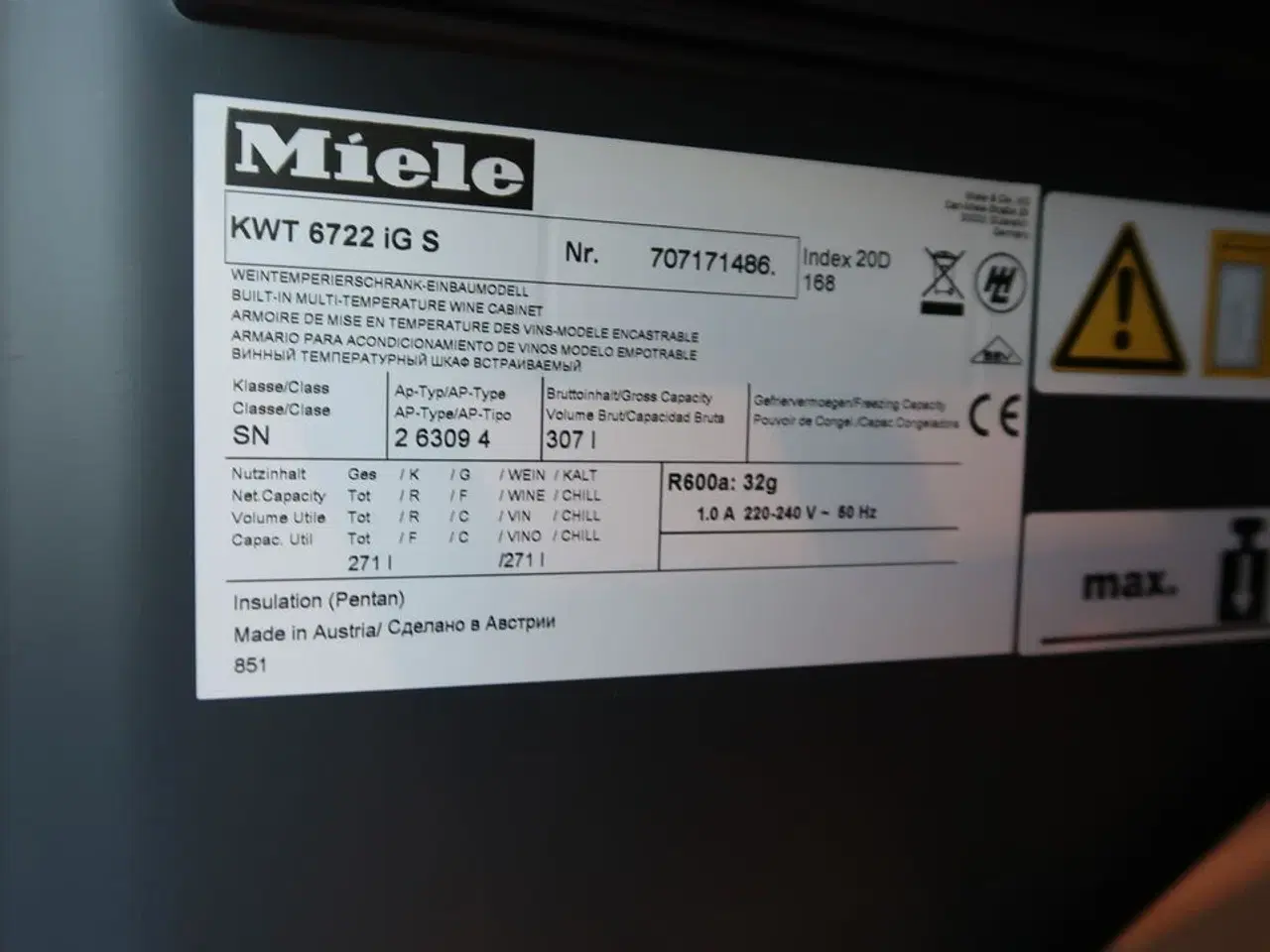 Billede 4 - Vinkøleskab MIELE KWT 6722 iG S