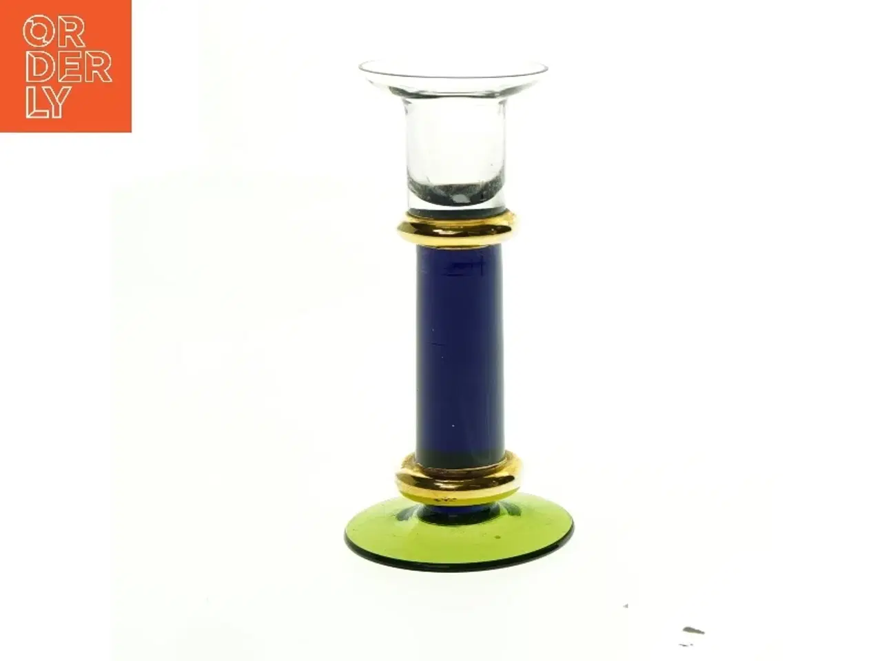 Billede 2 - Glasstagestik i blå og grøn (str. 17 x 8 cm)