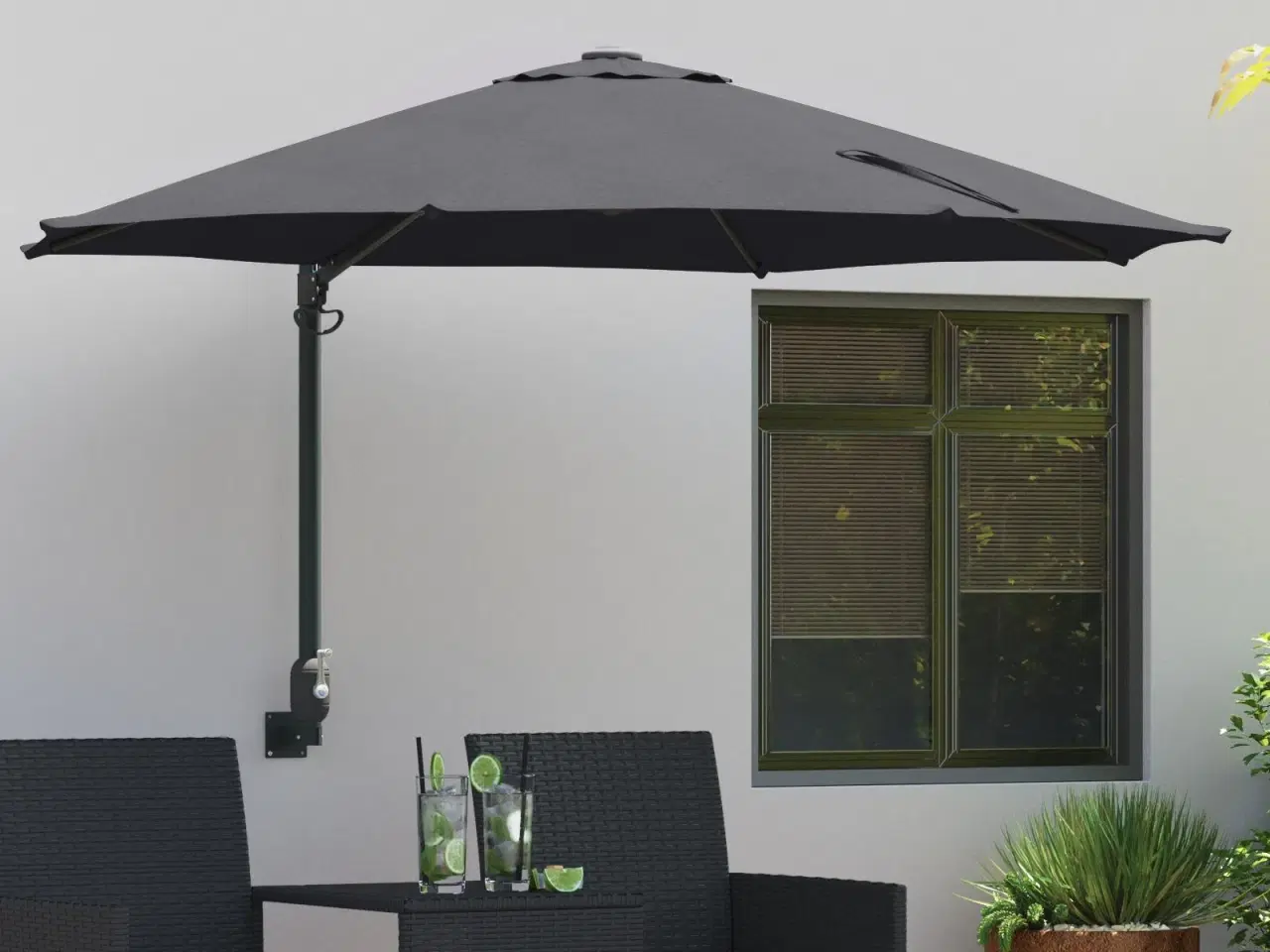 Billede 1 - Haveparasol Anthracit og sort 248 x 248 x 148 cm Polyester og Stål