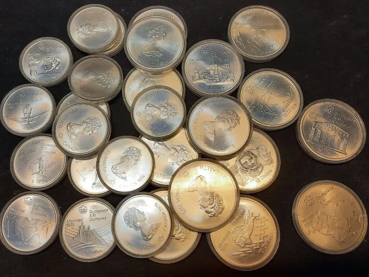 Billede 1 - Komplet Sæt 28 stk. $5 og $10 Sterling Sølvmønter